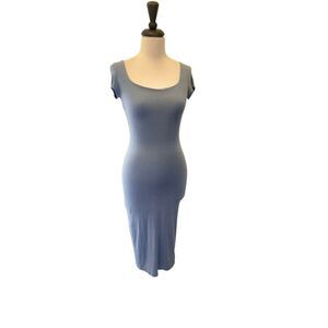 See You Monday Women's Scoop Neck Short Sleeve Bodycon Dress Light Blue Size XS